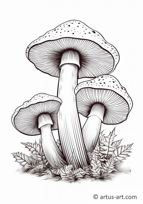 Pagina da colorare del trio di funghi